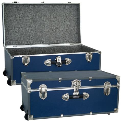 college metal hand box|College Trunk with Wheels and Lock Steel Footlocker .